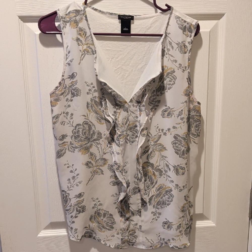 **Calvin Klein Floral Print Blouse - White and Gold